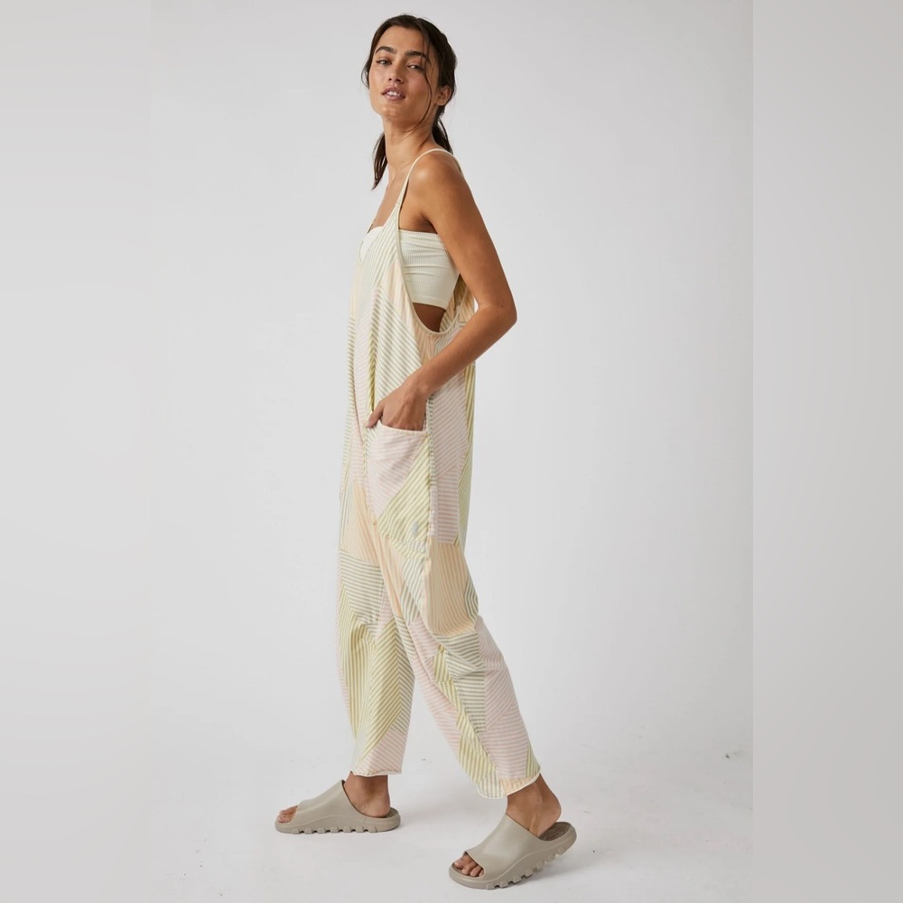 Free People Movement Pastel Striped Jumpsuit